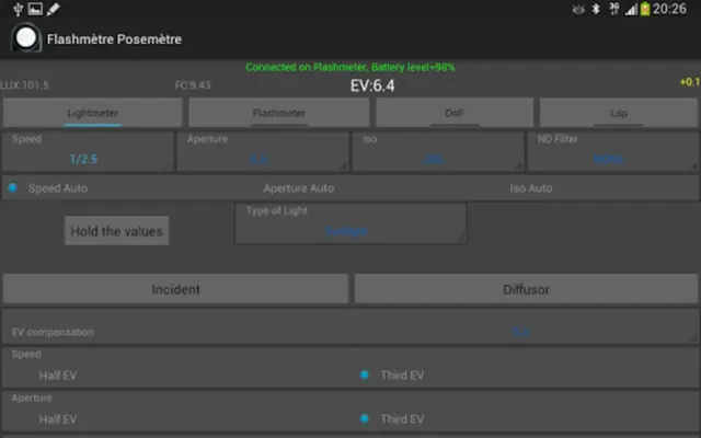 FlashMeter and Lightmeter android App screenshot 3